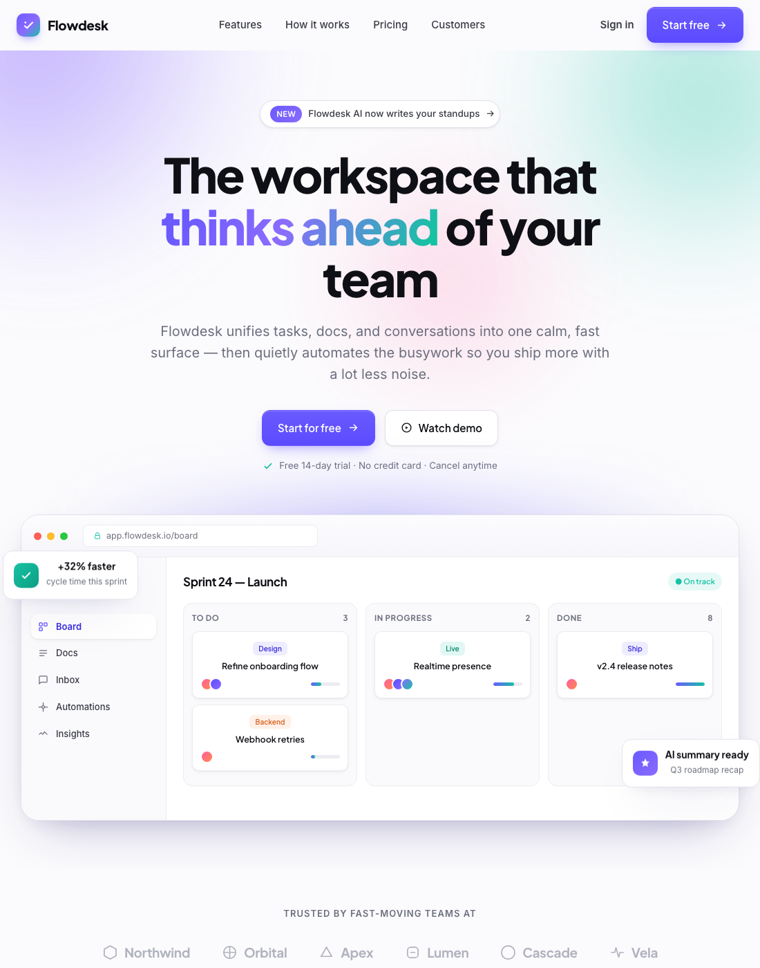 Flowdesk — SaaS landing template