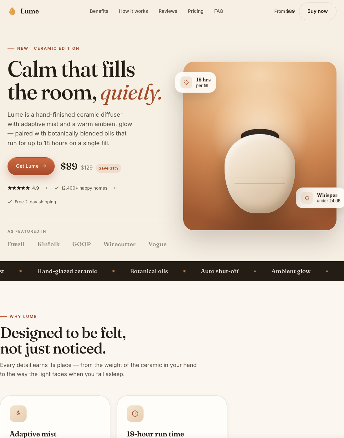 Lume — single-product e-commerce template